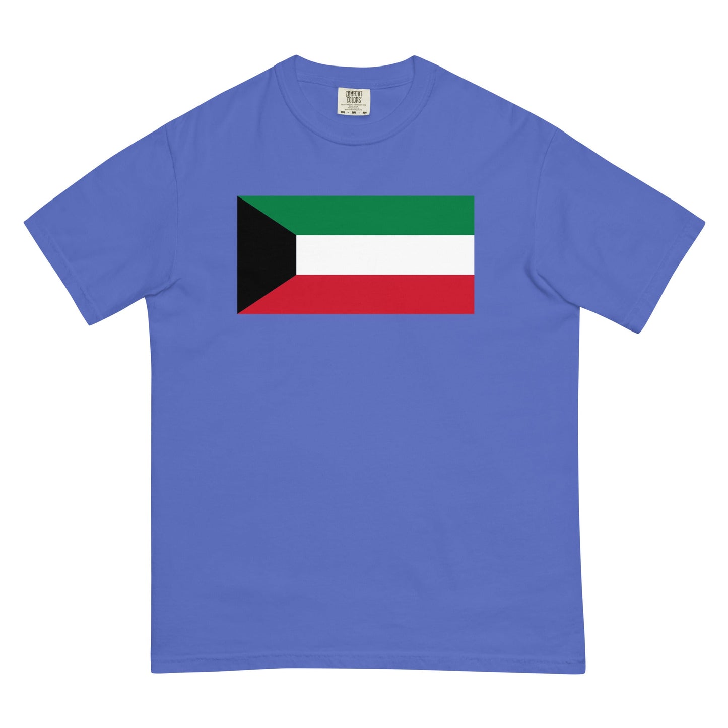 Flat lay of grape Kuwait flag tee, small size