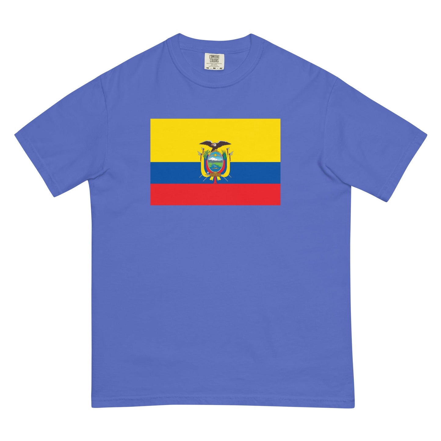 Flat lay of flo blue Ecuador flag tee, small size