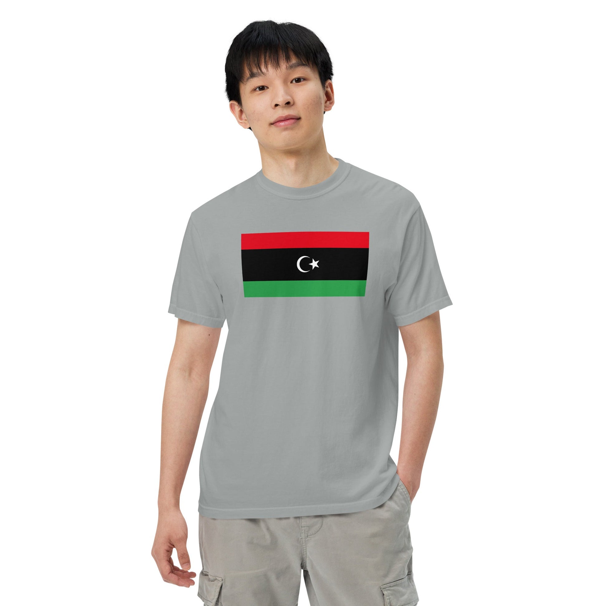 true navy shirt with Libya flag design, 4X large