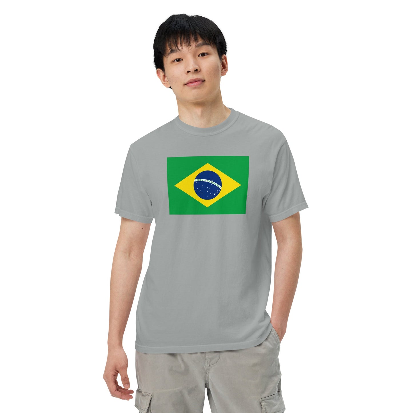 true navy shirt with Brazil flag design, small