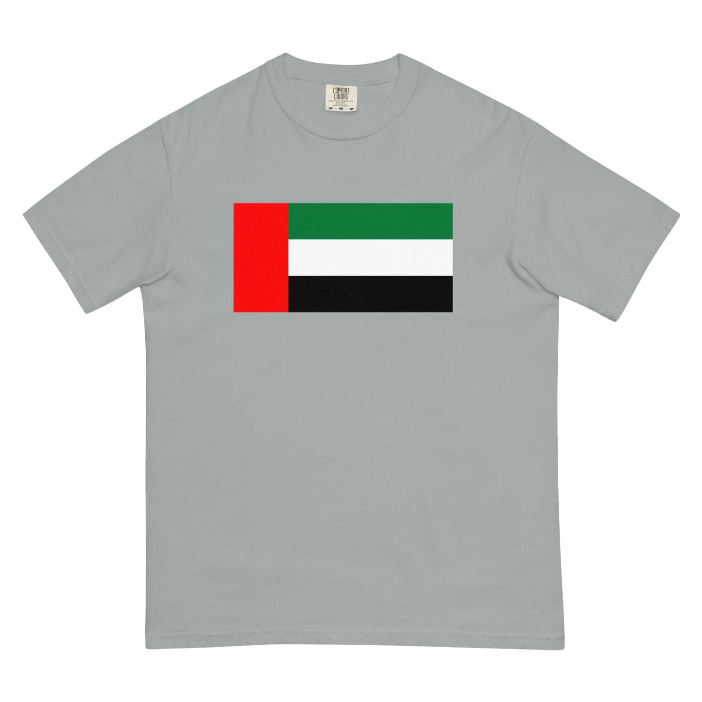 Flat lay of true navy United Arab Emirates flag tee, extra large size