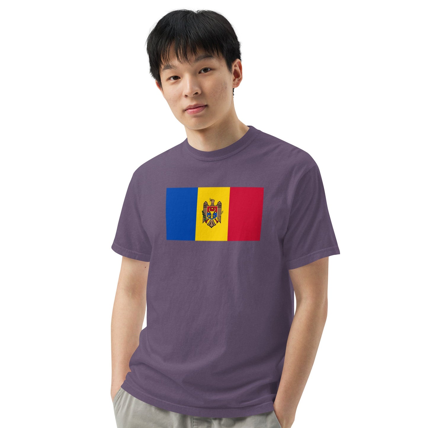 Flag tee representing Moldova in black, medium