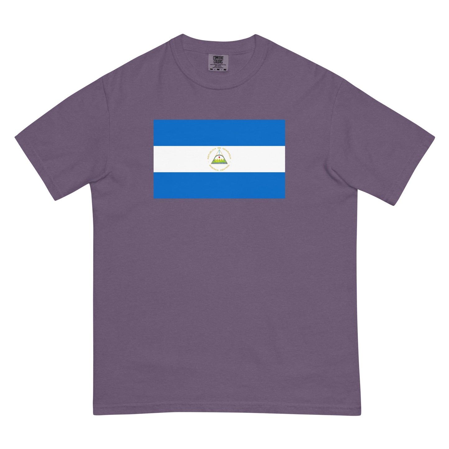 Flat lay of red Nicaragua flag tee, extra large size
