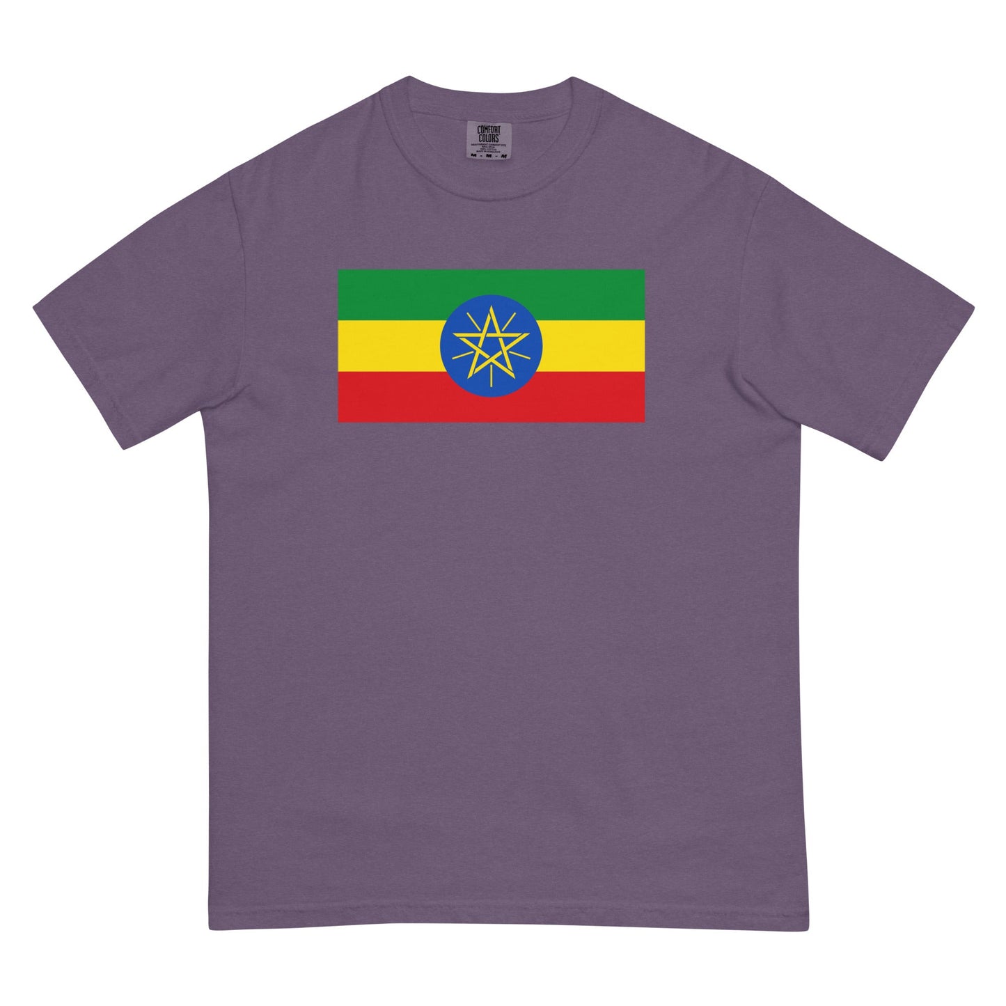 Flag tee representing Ethiopia in blue spruce, large