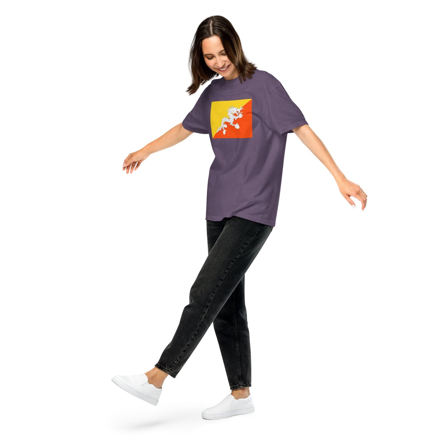 red shirt with Bhutan flag design, small