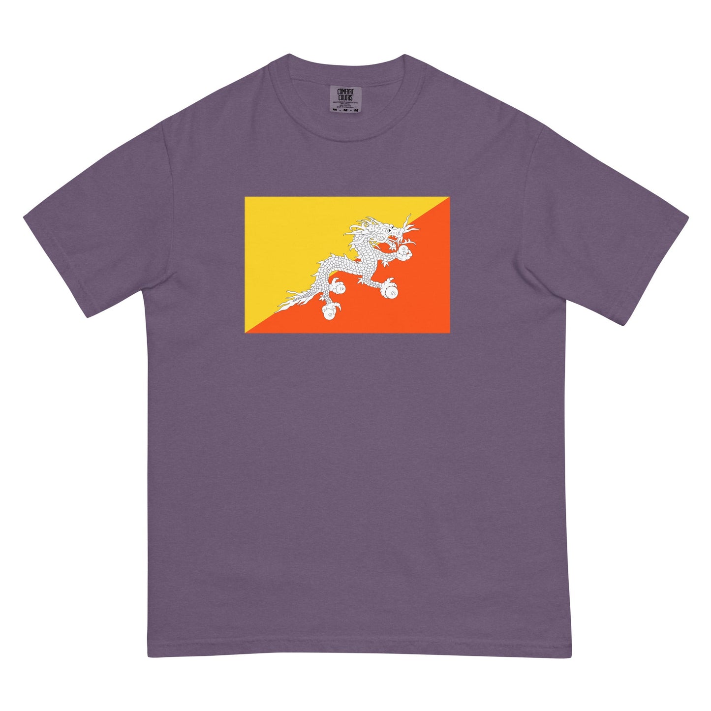 Bold Bhutan flag design tee in grape, 3X large
