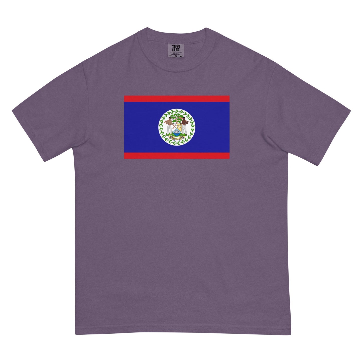 Stylish Belize flag t-shirt laid flat, 4X large, espresso