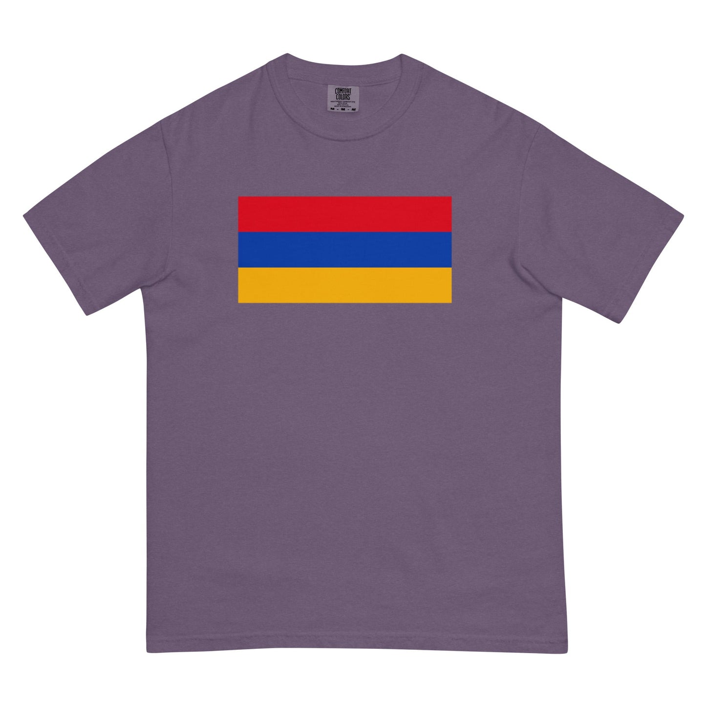 Stylish Armenia flag t-shirt laid flat, 4X large, grape