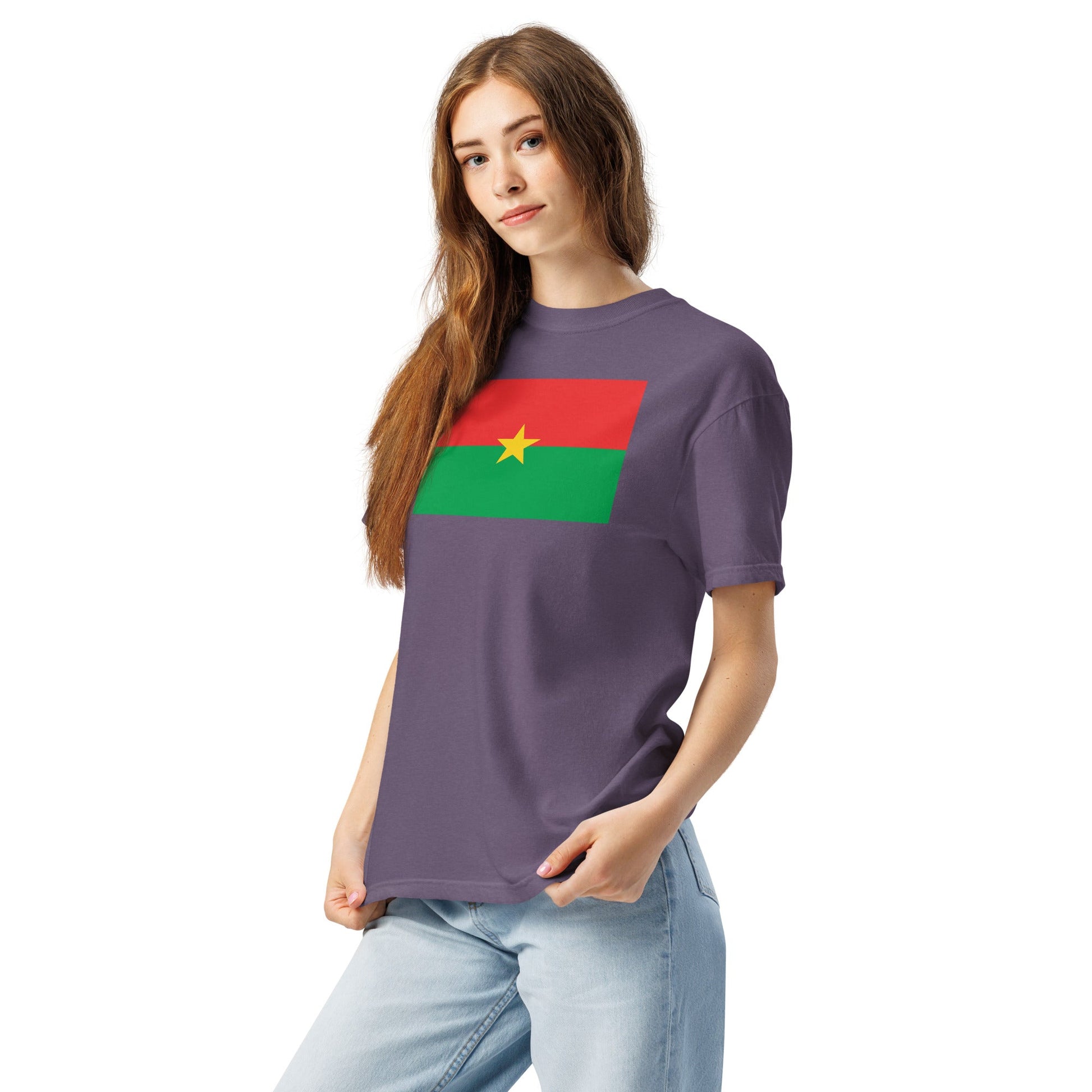 Flat lay of black Burkina Faso flag tee, extra large size