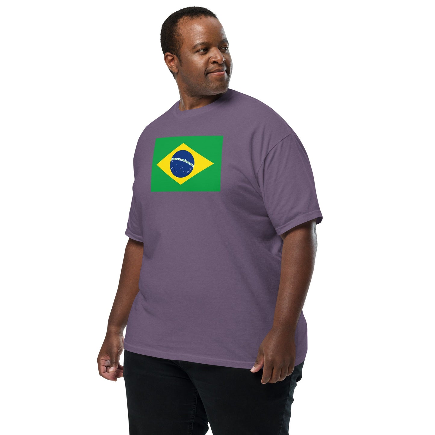 Stylish Brazil flag t-shirt laid flat, 2X large, black