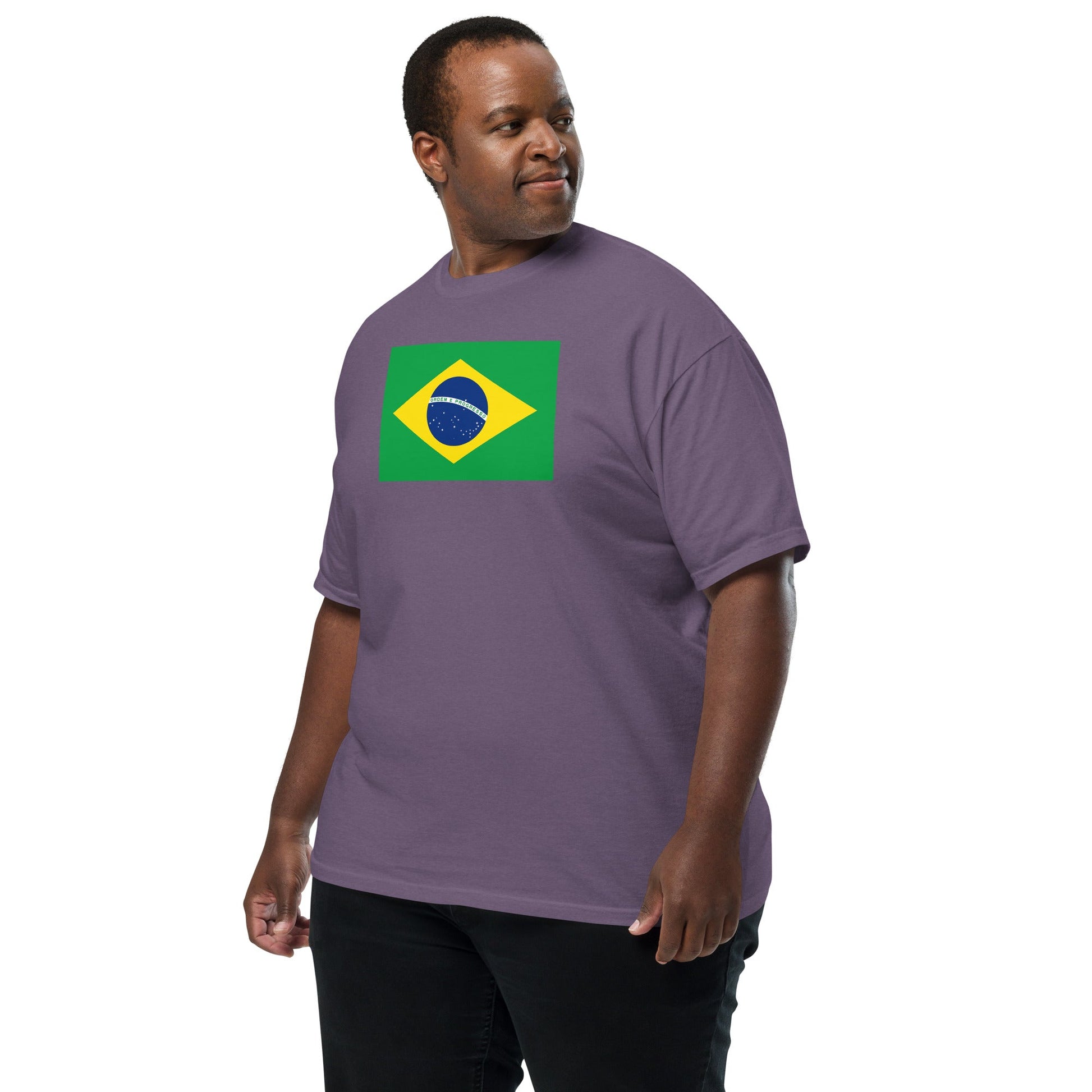 Stylish Brazil flag t-shirt laid flat, 2X large, black