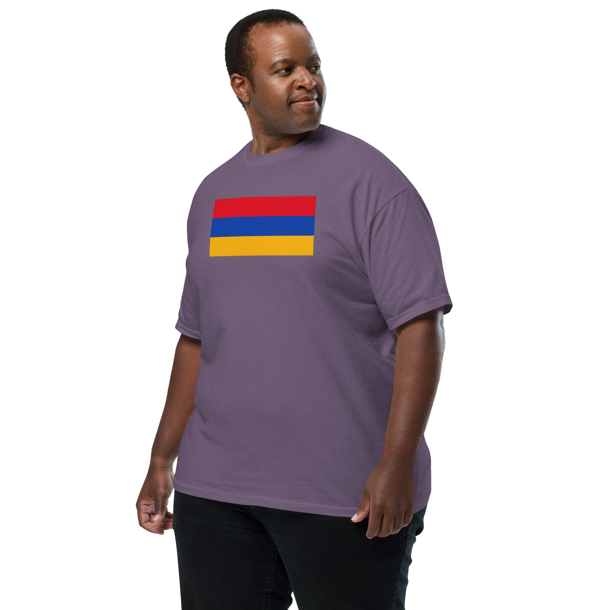Flat lay of true navy Armenia flag tee, small size