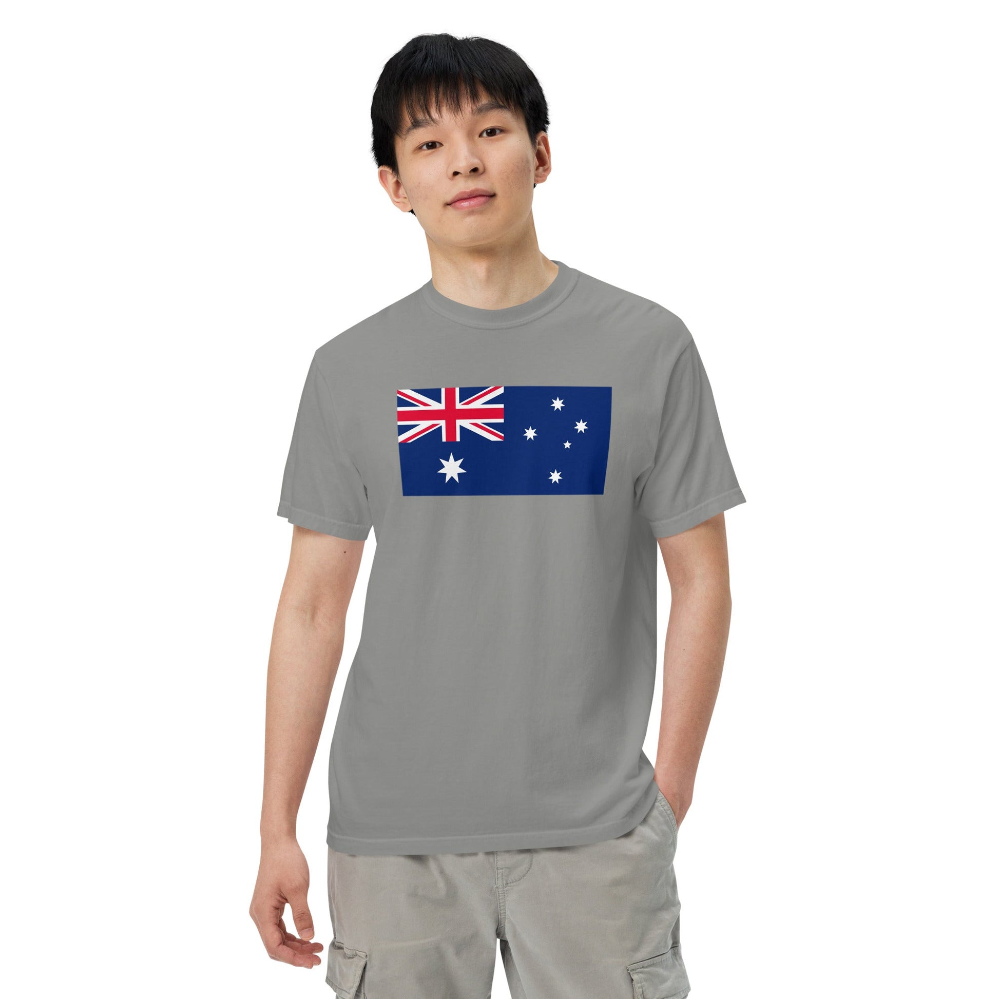 Flat lay of navy Australia flag tee, 4X large size