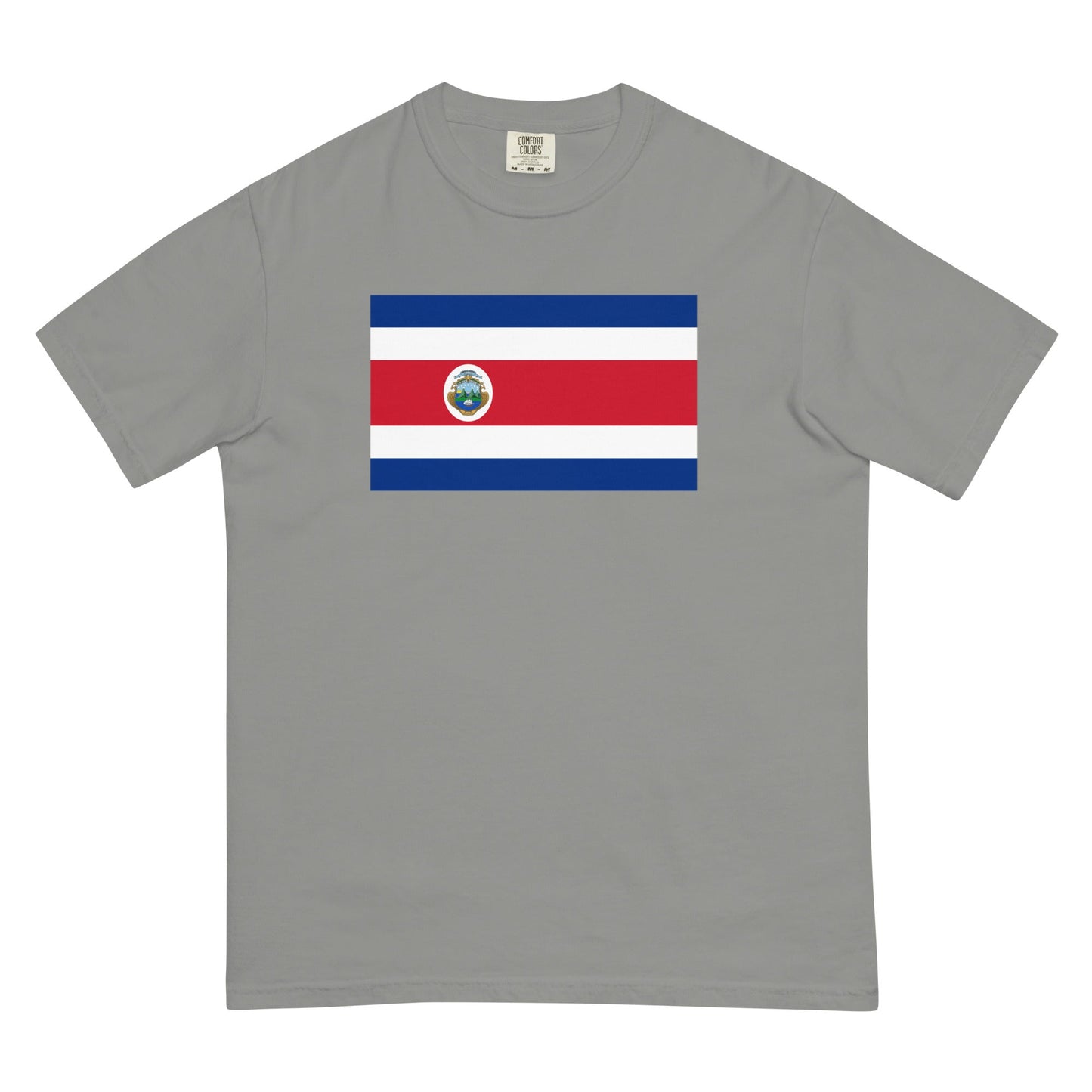 Stylish Costa Rica flag t-shirt laid flat, small, espresso