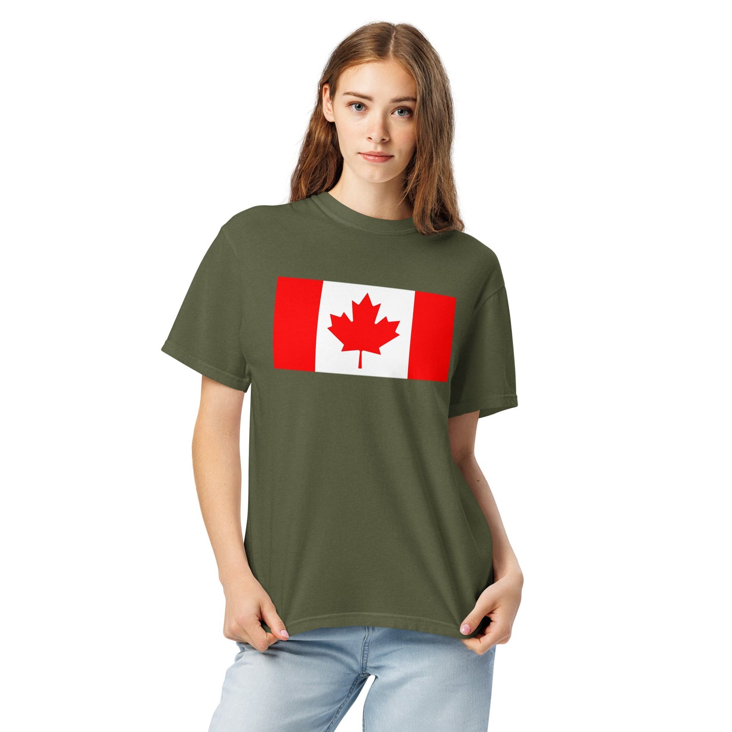 Bold Canada flag design tee in black, extra large