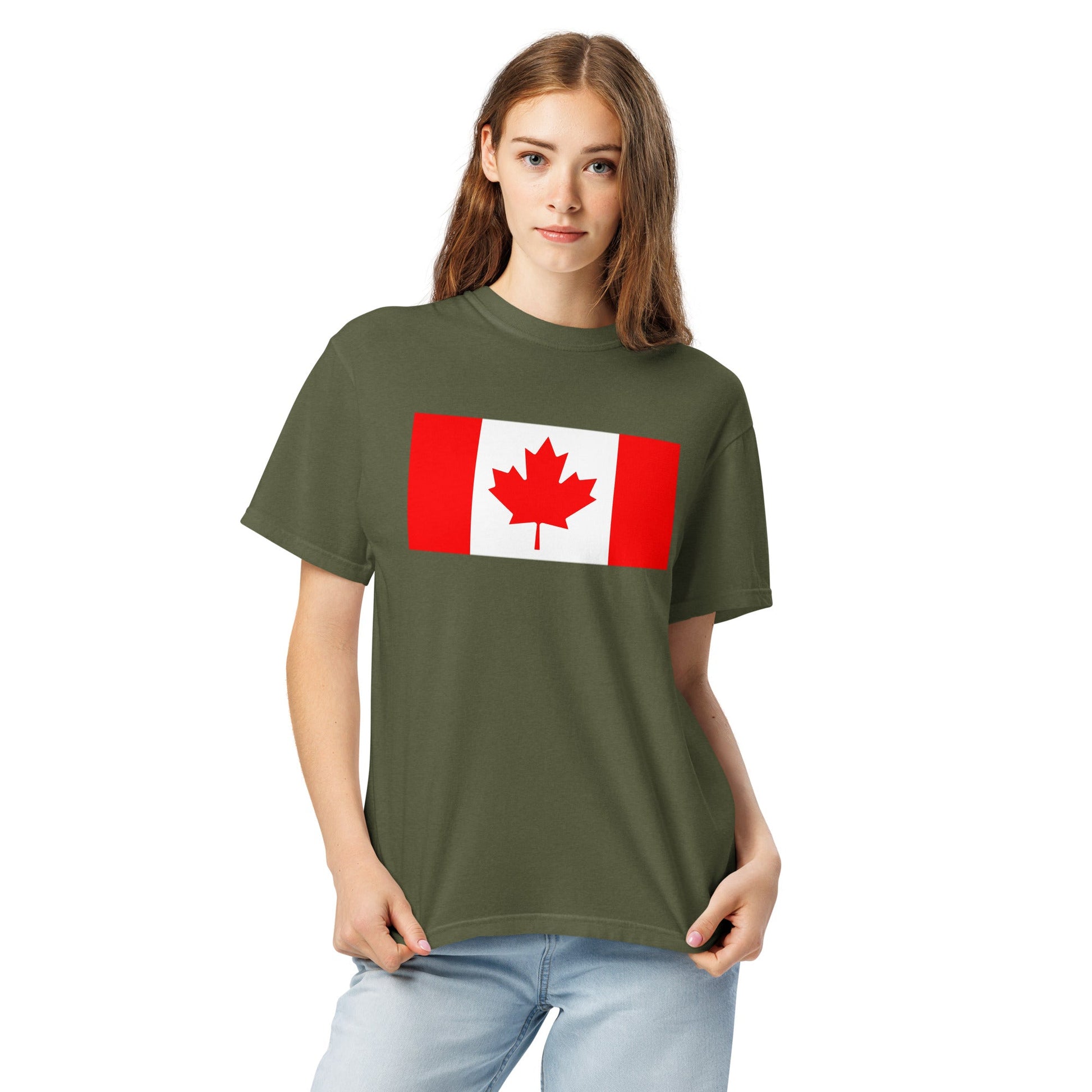 Bold Canada flag design tee in black, extra large