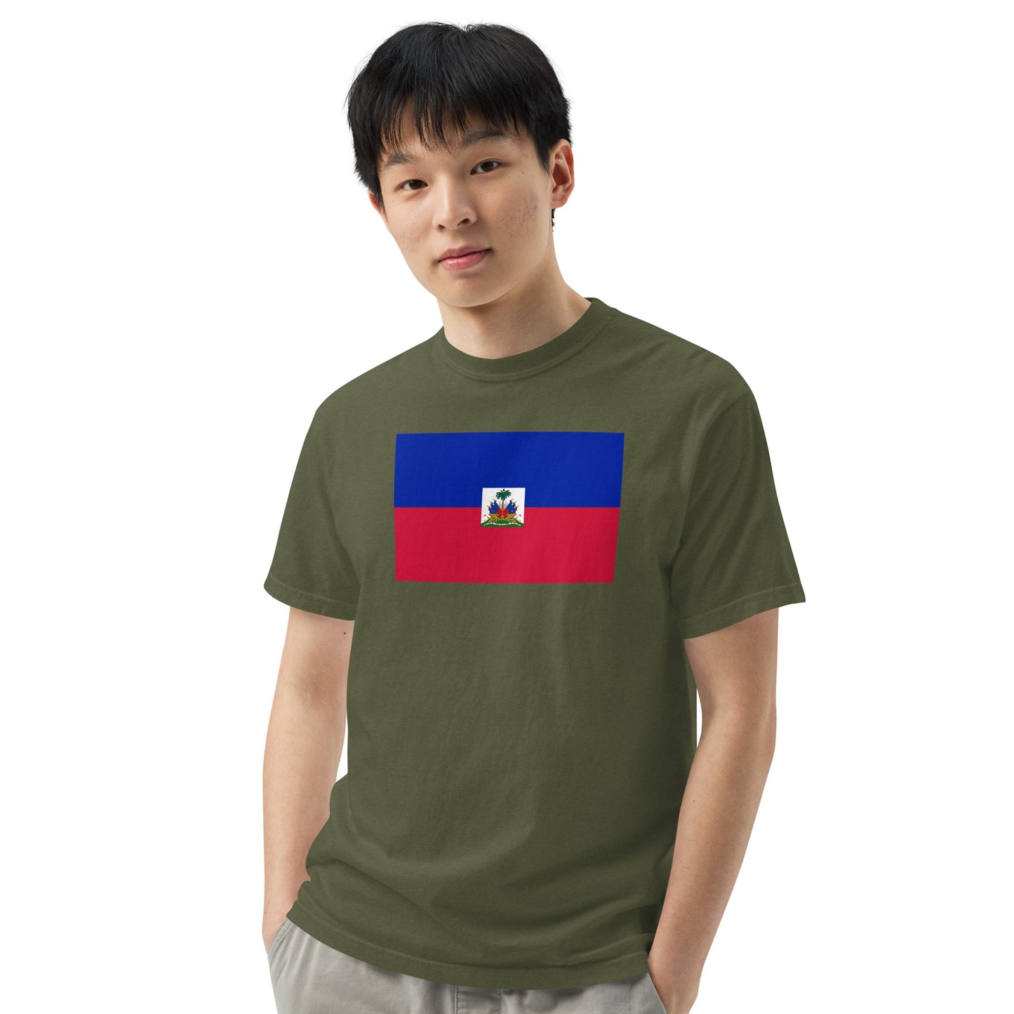Bold Haiti flag design tee in black, 2X large