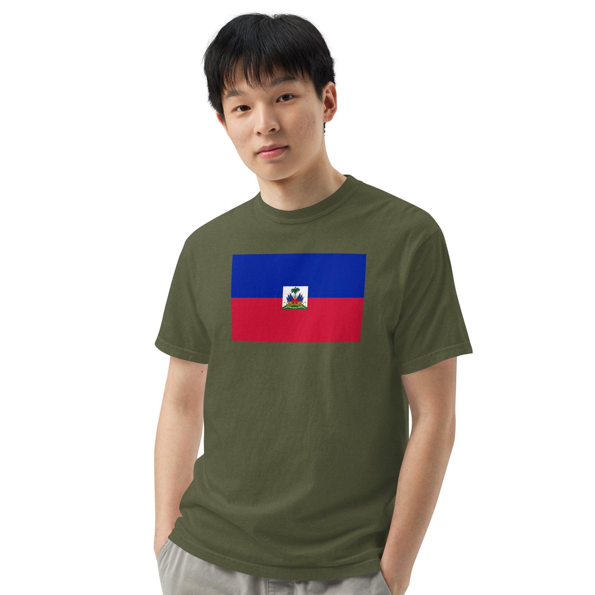 Bold Haiti flag design tee in black, 2X large