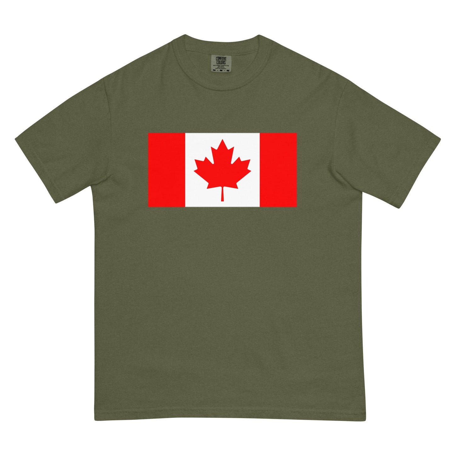 Flat lay of black Canada flag tee, small size