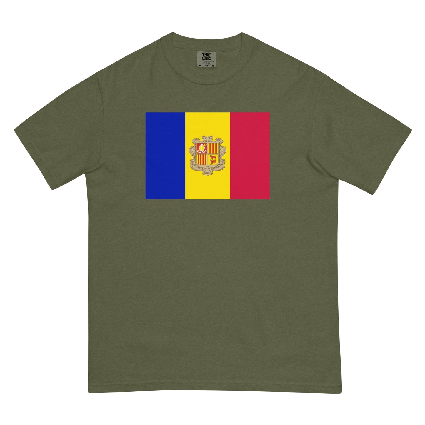 Flag tee representing Andorra in black, small
