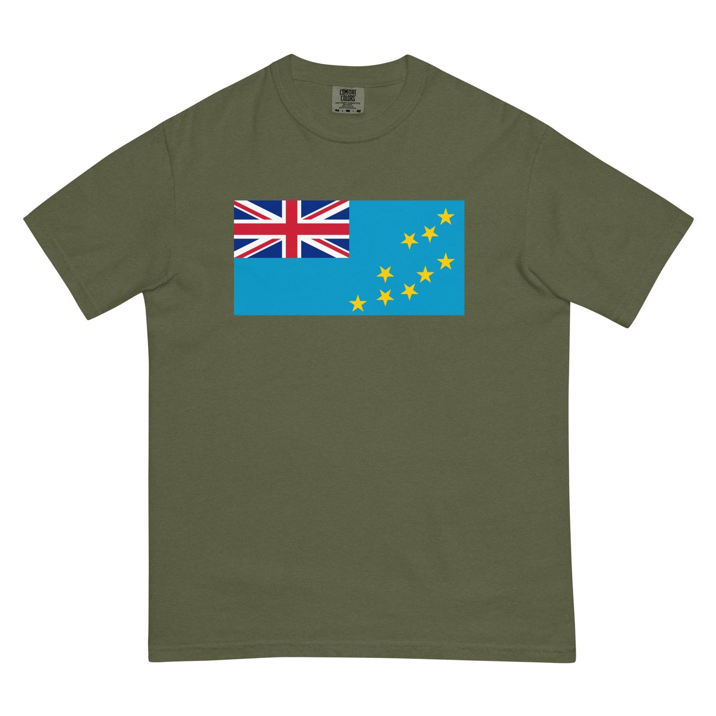 Stylish Tuvalu flag t-shirt laid flat, 4X large, hemp