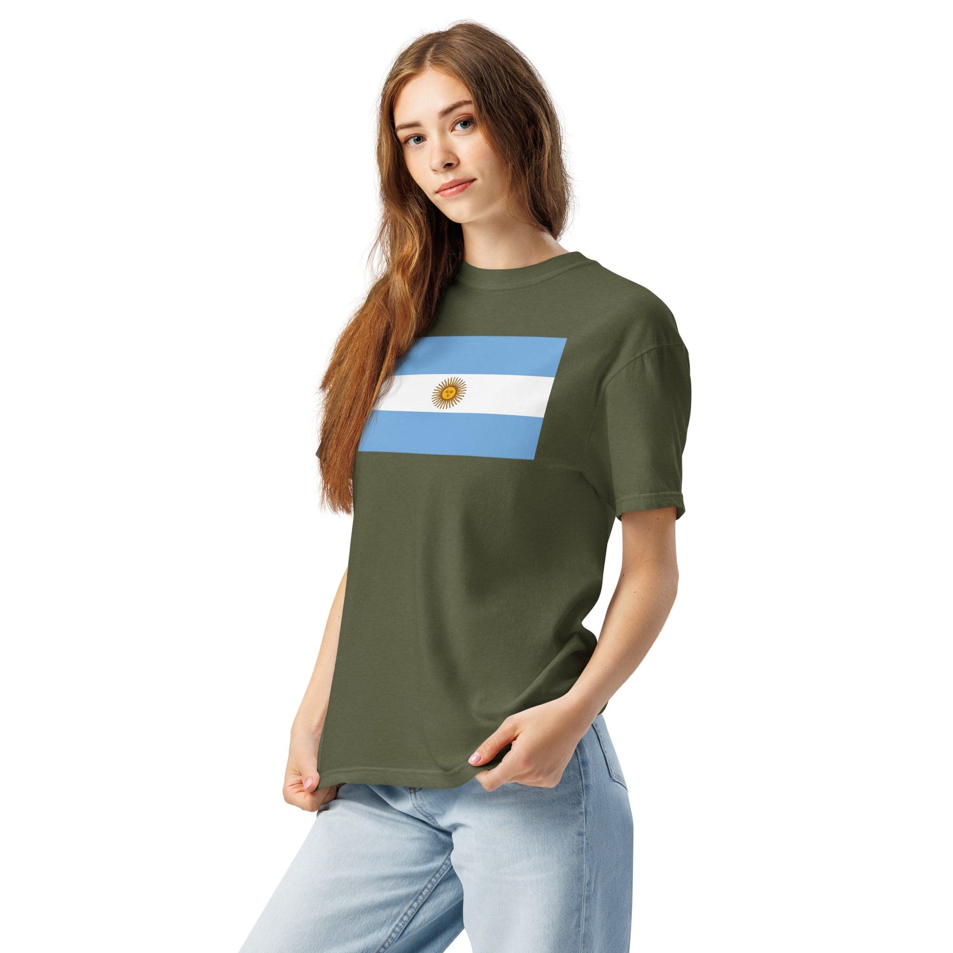 Bold Argentina flag design tee in black, large