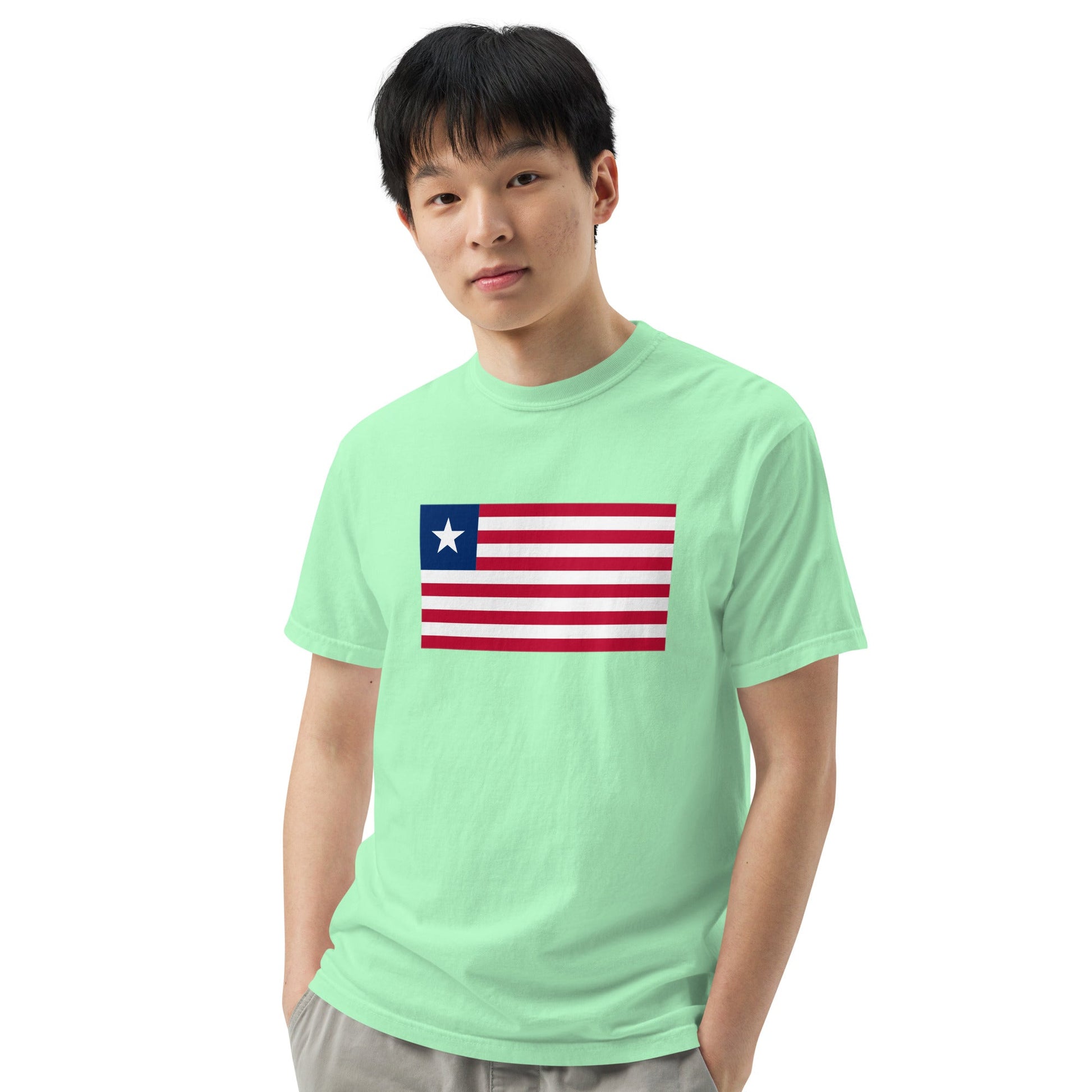 Flag tee representing United States Heavyweight T Shirt in red, 2X large