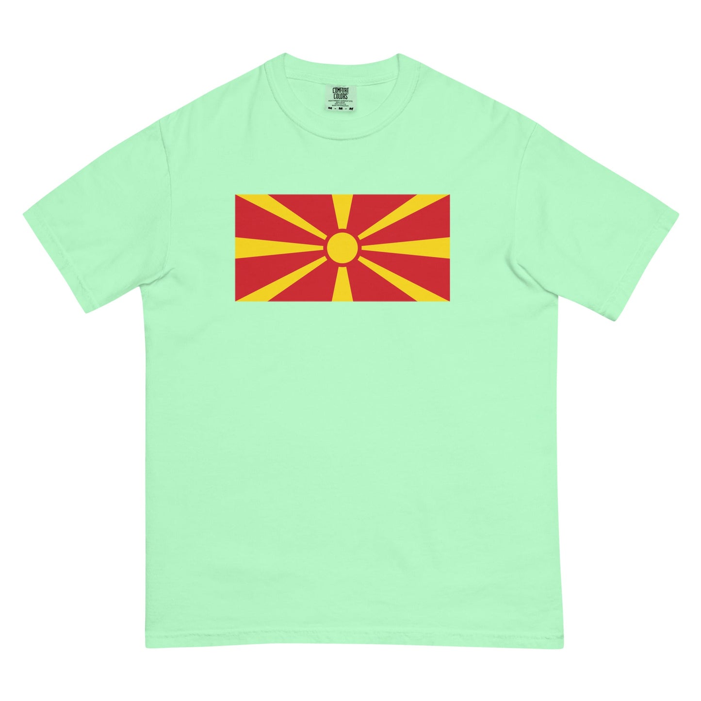 Flag tee representing North Macedonia Formerly Macedonia in true navy, 2X large