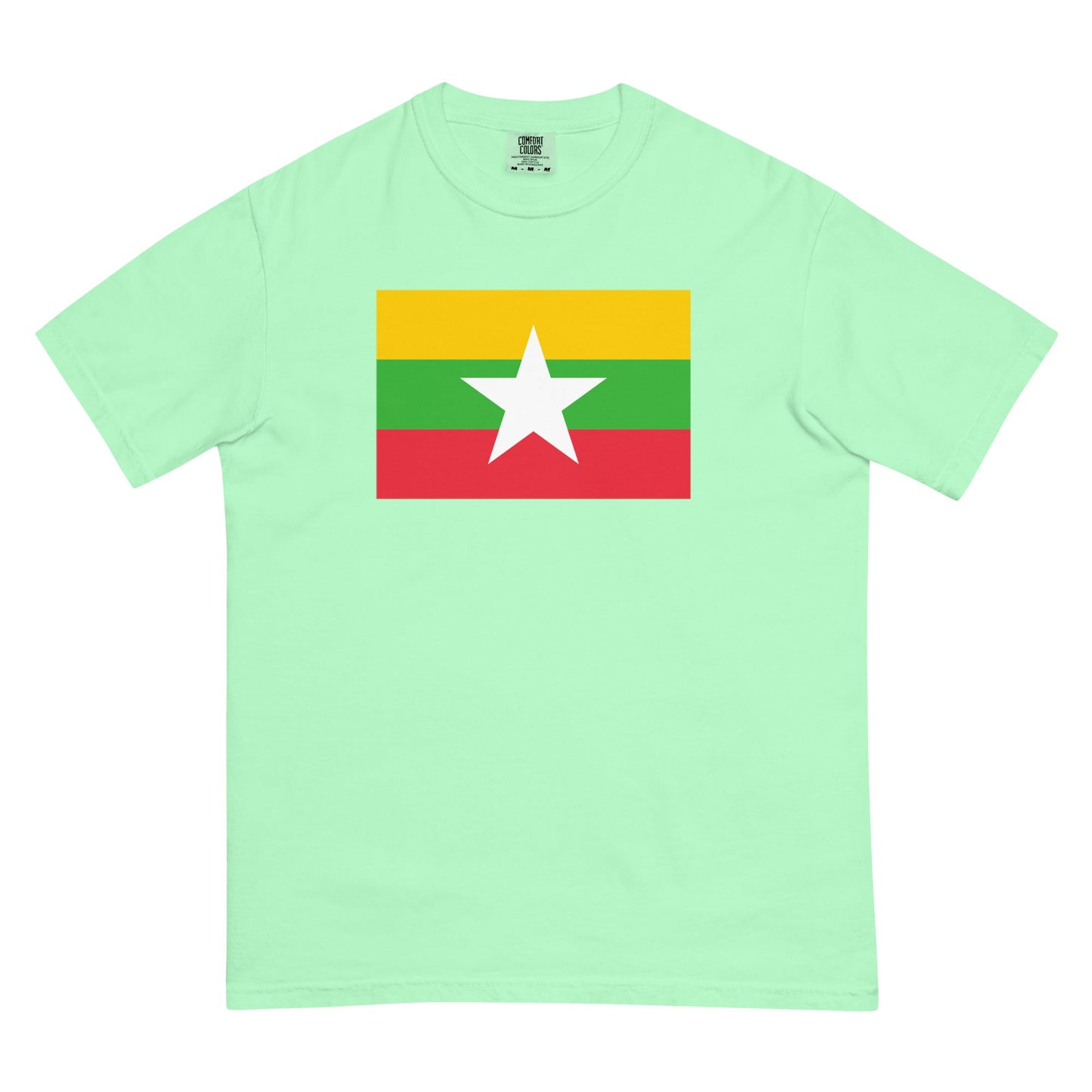Flag tee representing Myanmar Burma in berry, small