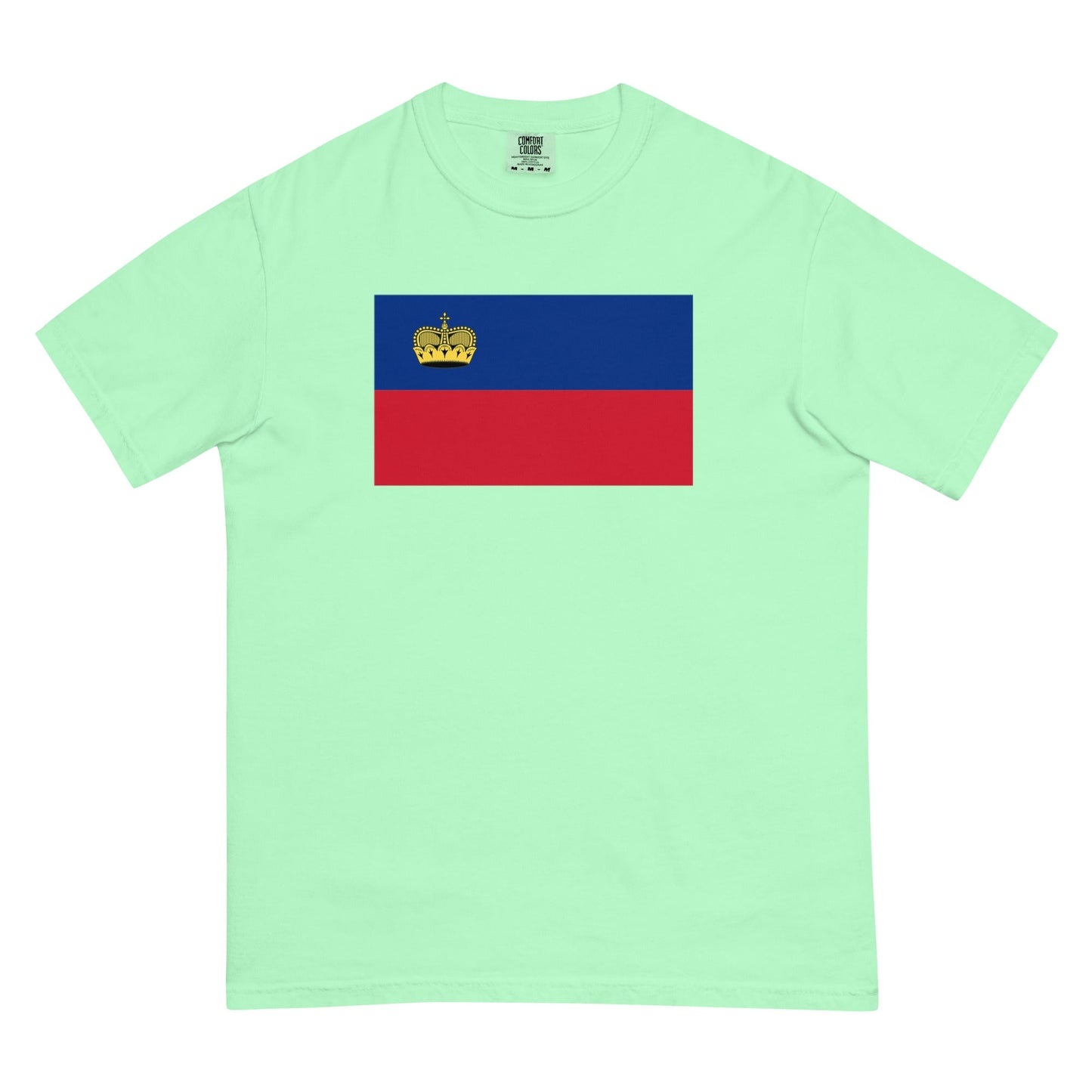 Bold Liechtenstein flag design tee in espresso, 2X large