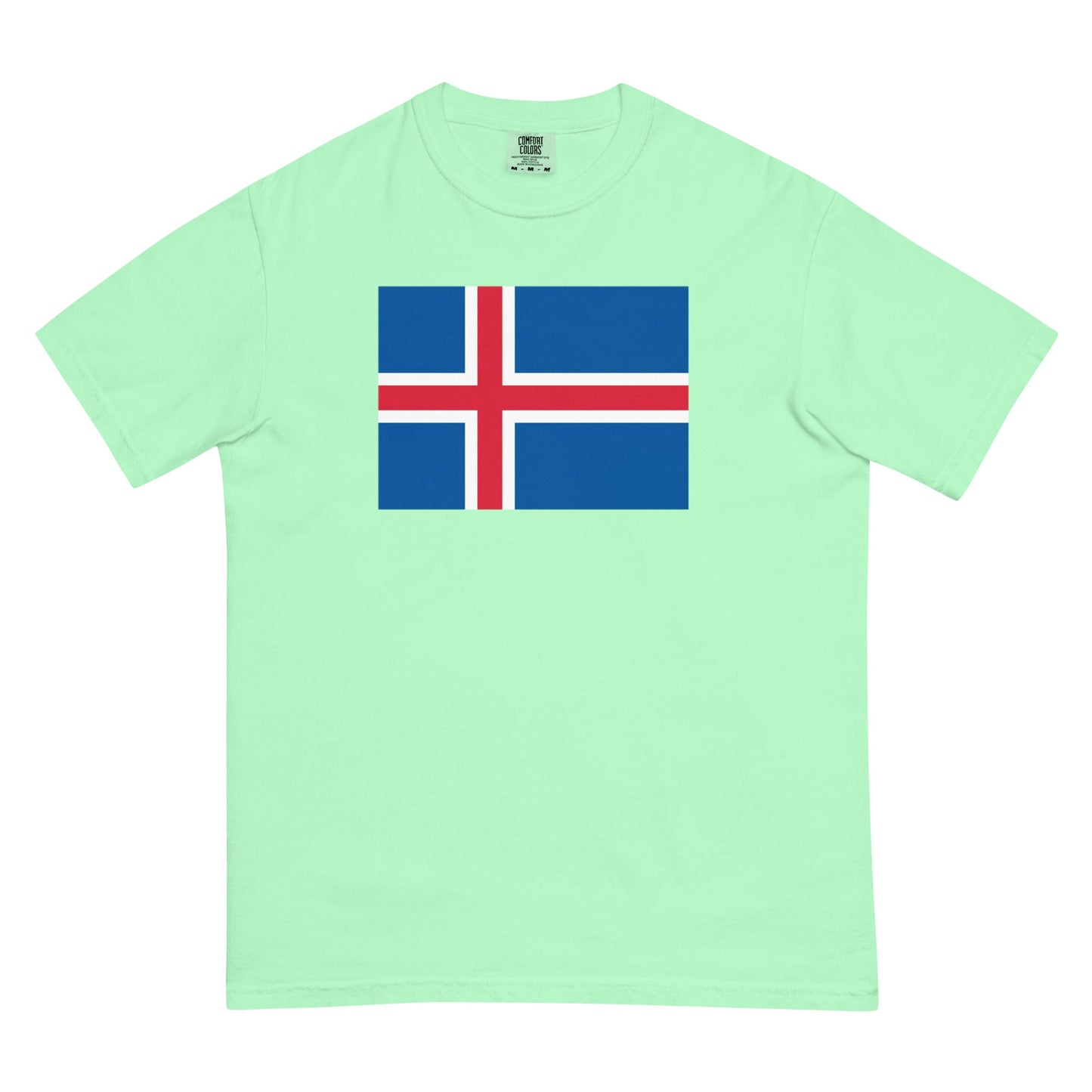 Flag tee representing Iceland in blue spruce, 2X large