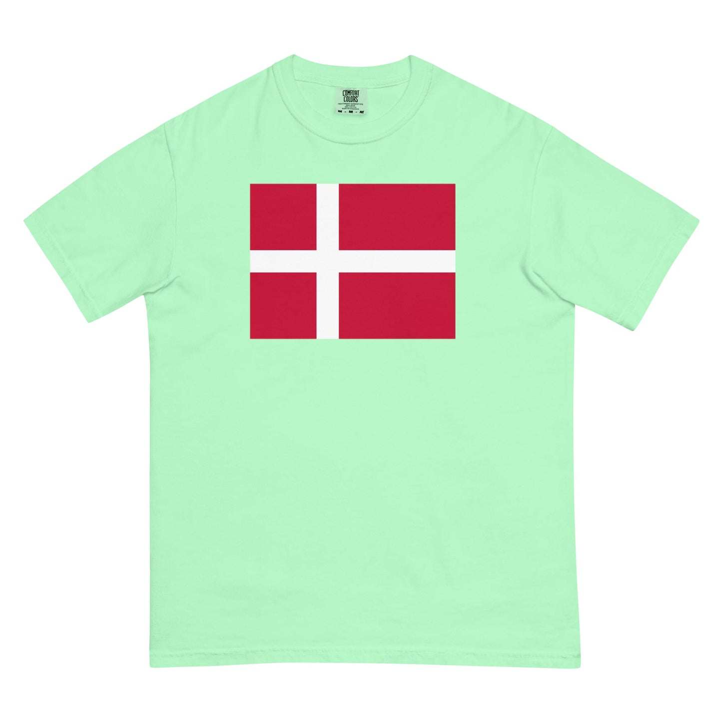 Stylish Denmark flag t-shirt laid flat, 2X large, espresso
