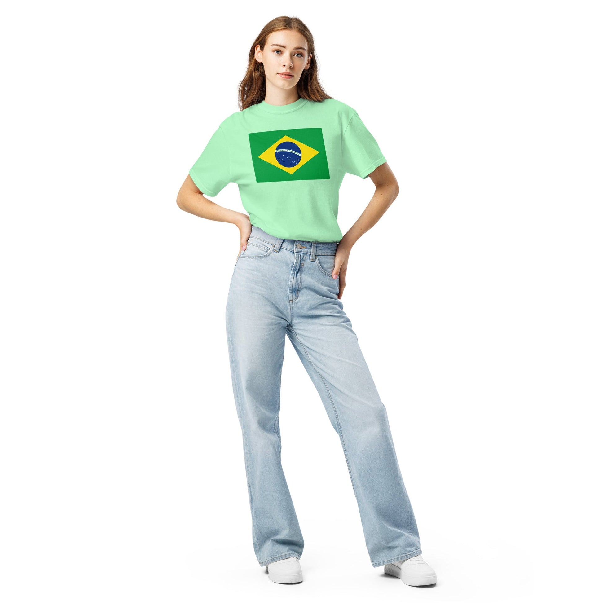 Bold Brazil flag design tee in true navy, 2X large