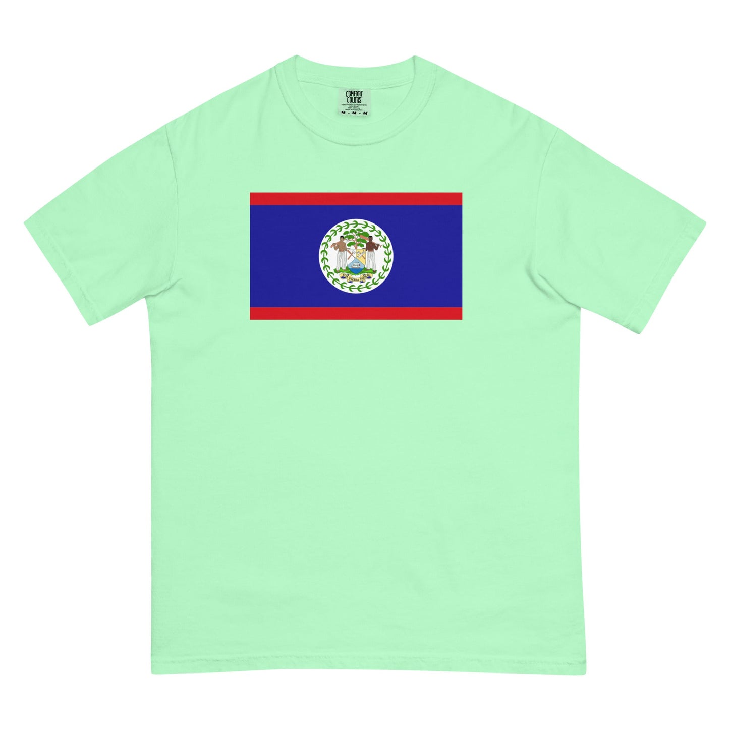 violet shirt with Belize flag design, medium