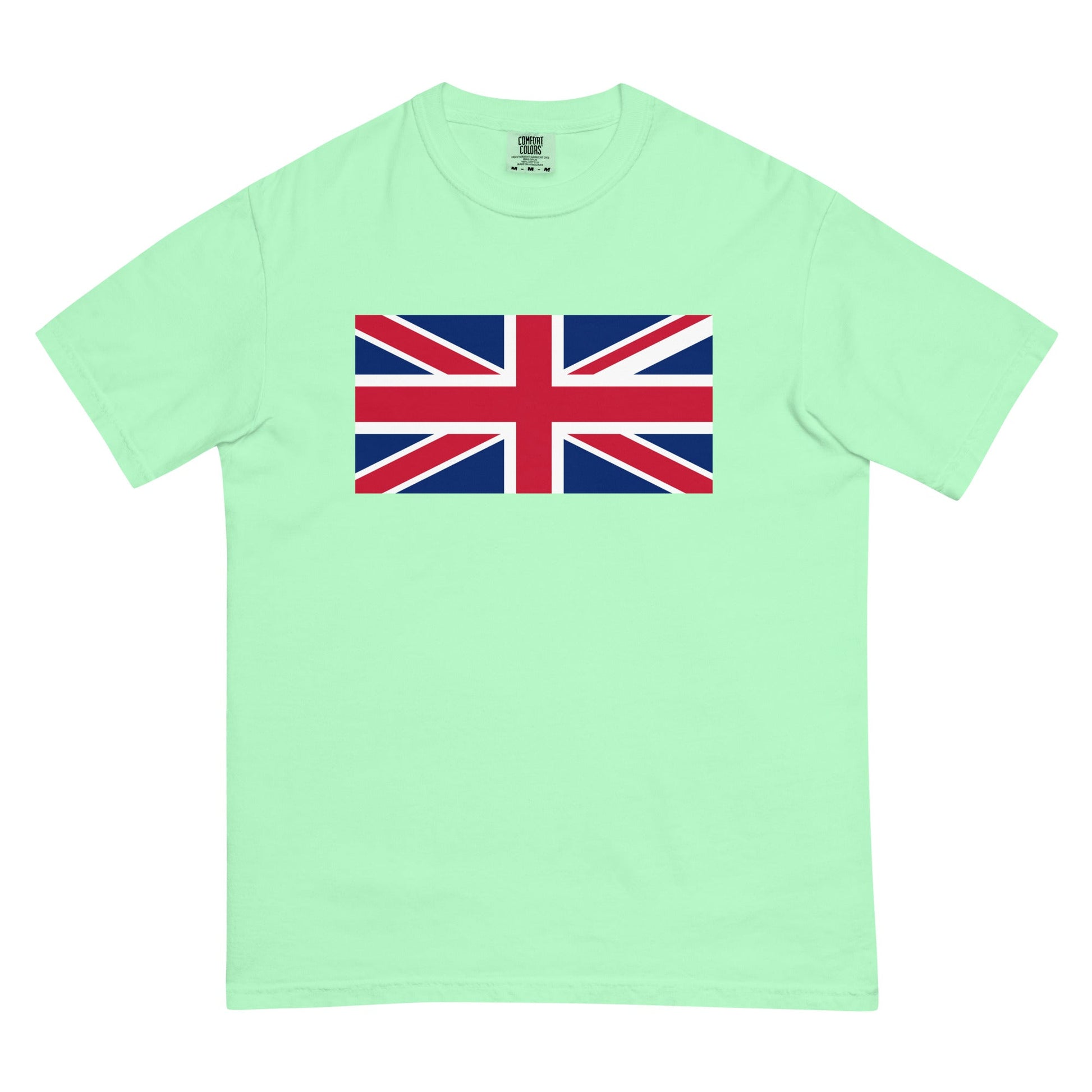Stylish United Kingdom flag t-shirt laid flat, 4X large, island reef