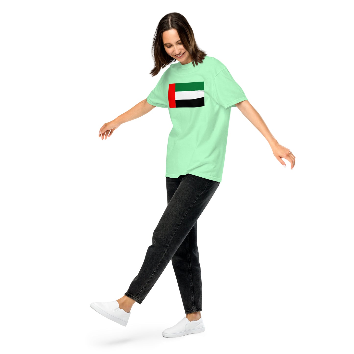 Bold United Arab Emirates flag design tee in berry, 4X large
