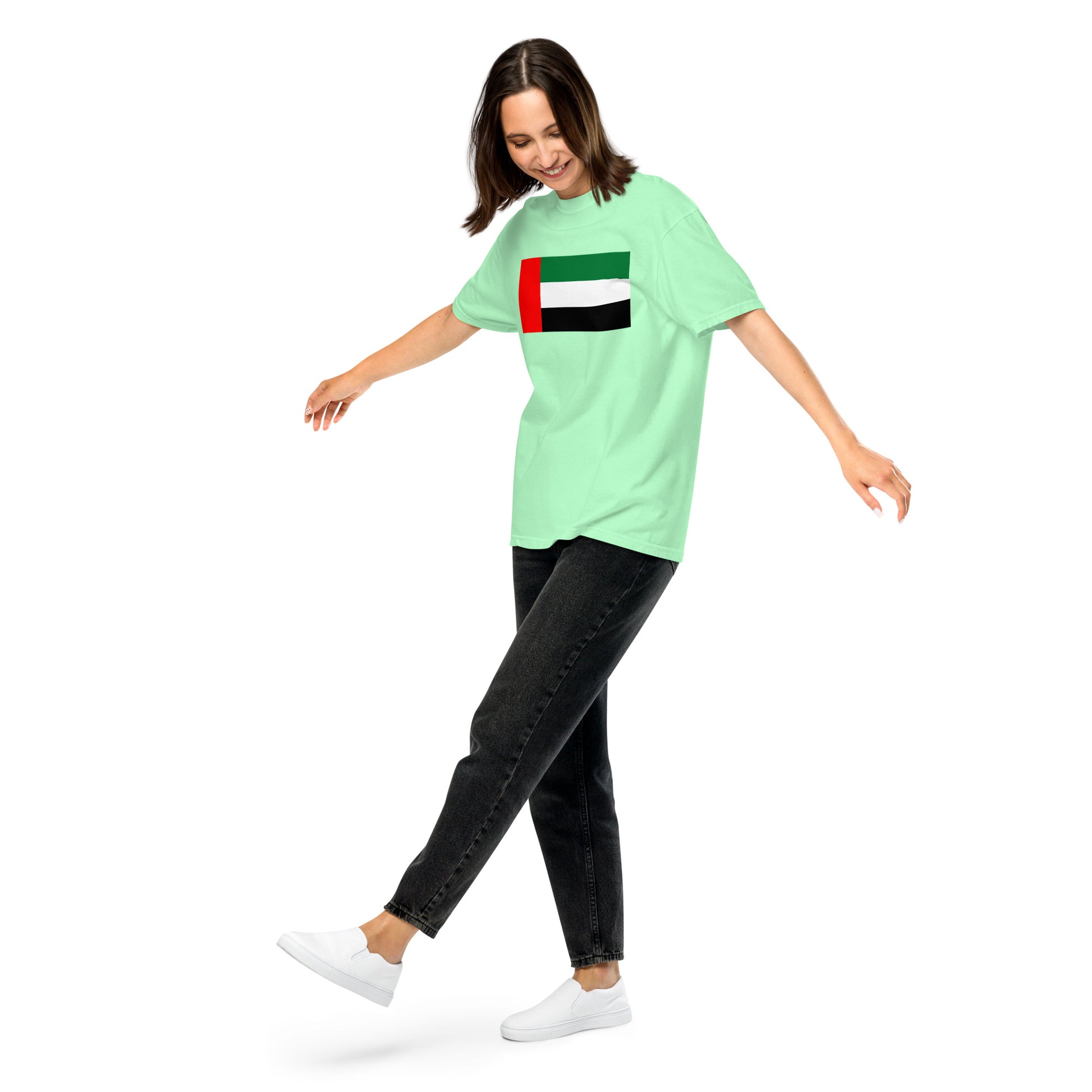 Bold United Arab Emirates flag design tee in berry, 4X large