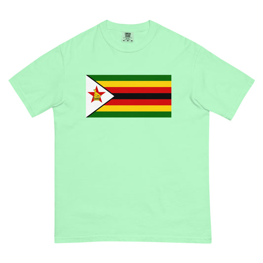Flat lay of black Zimbabwe flag tee, small size