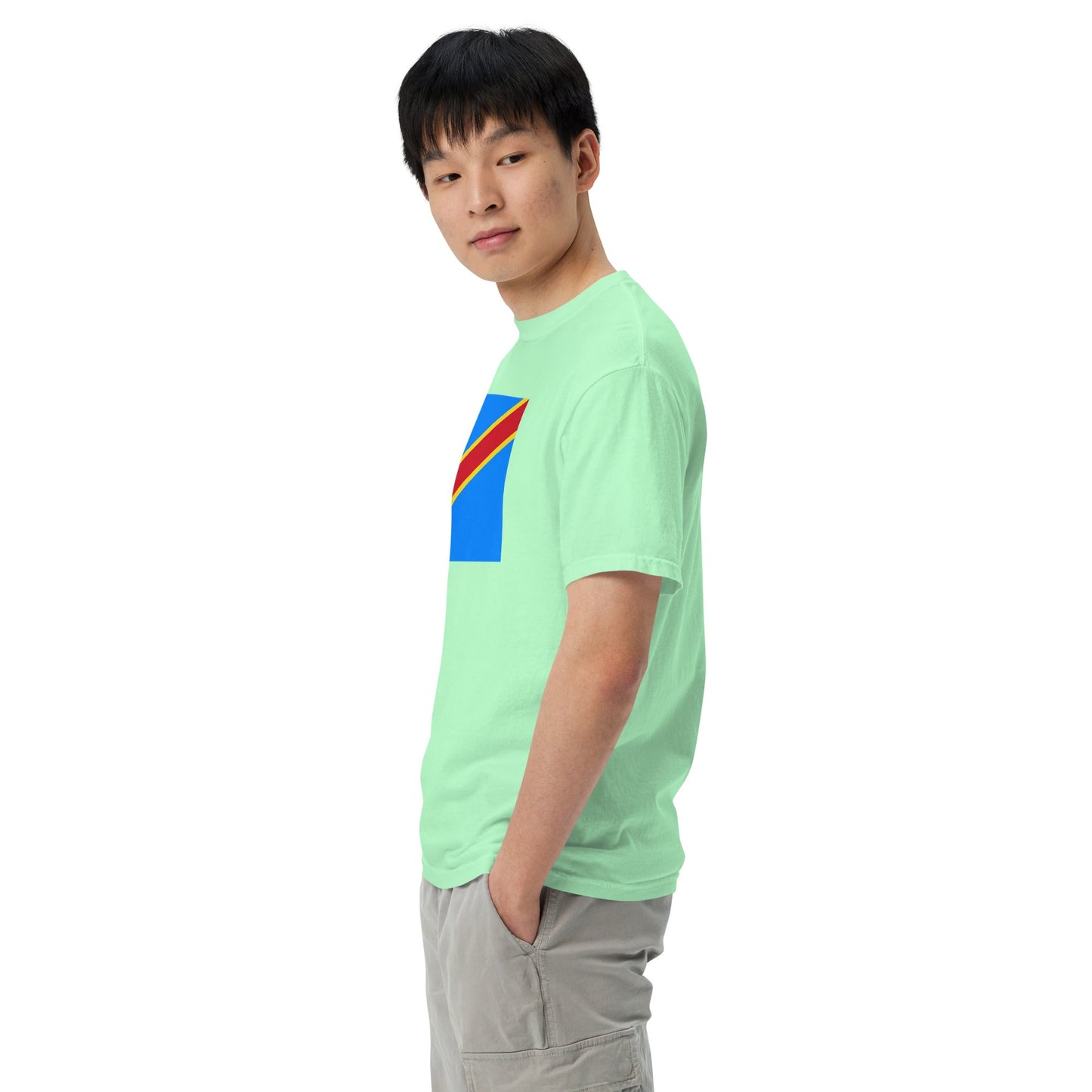 Bold Dominica flag design tee in true navy, extra large