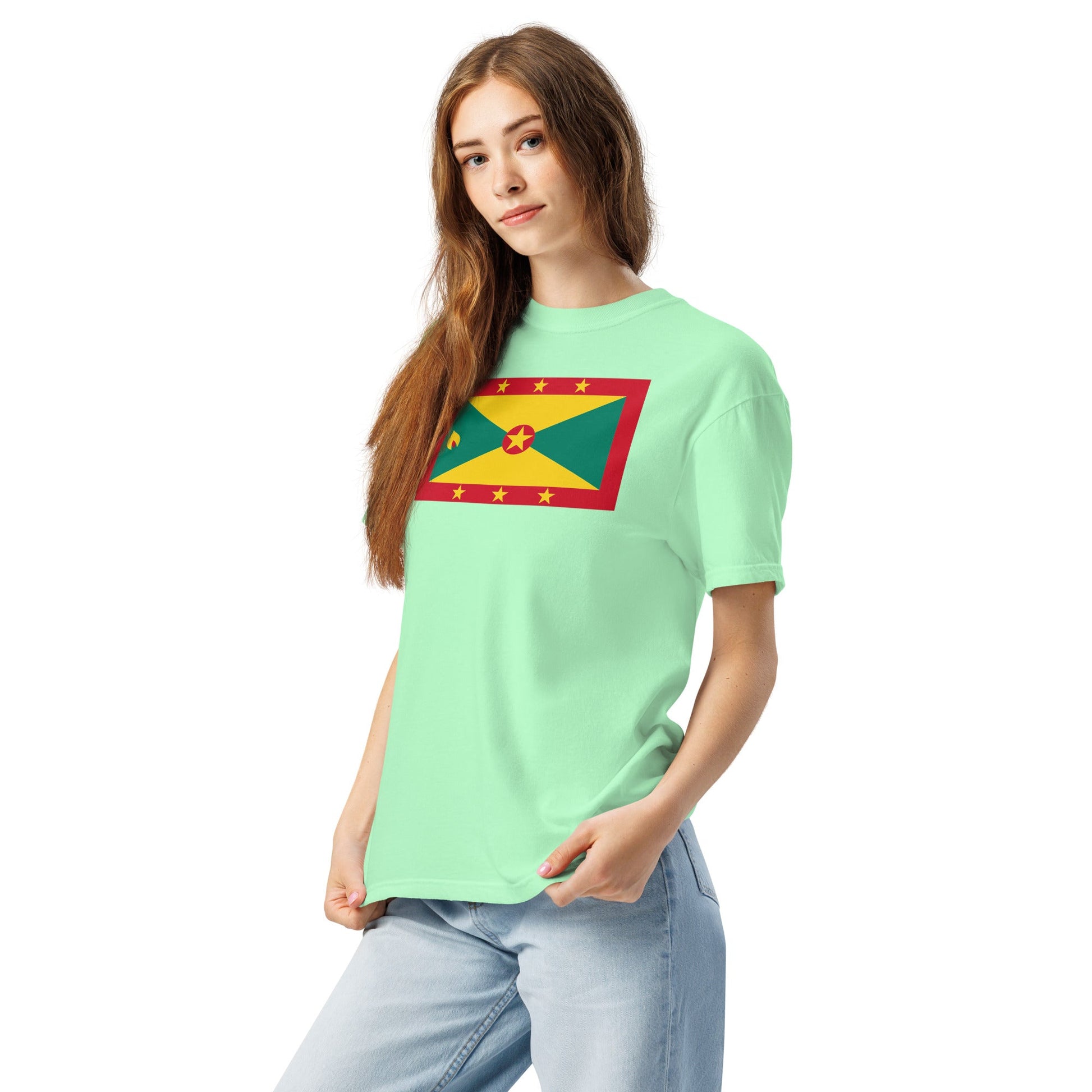Bold Grenada flag design tee in true navy, 4X large