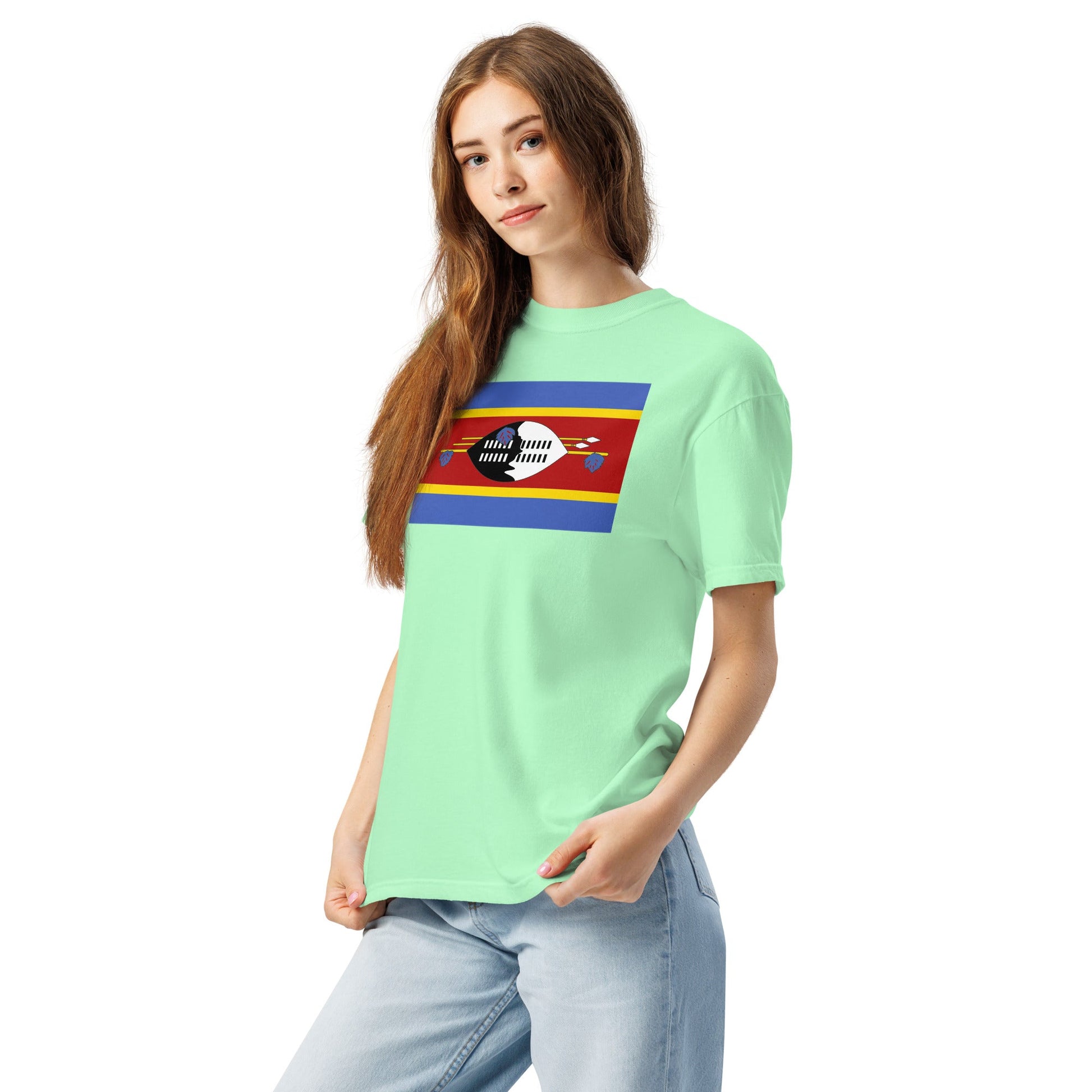 Eswatini Formerly Swaziland flag shirt in true navy, size small