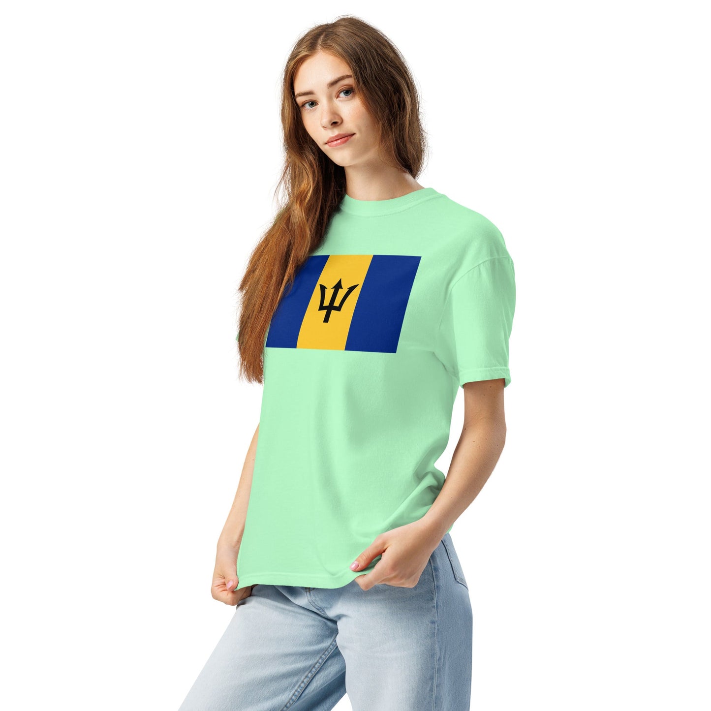Bold Barbados flag design tee in black, 3X large