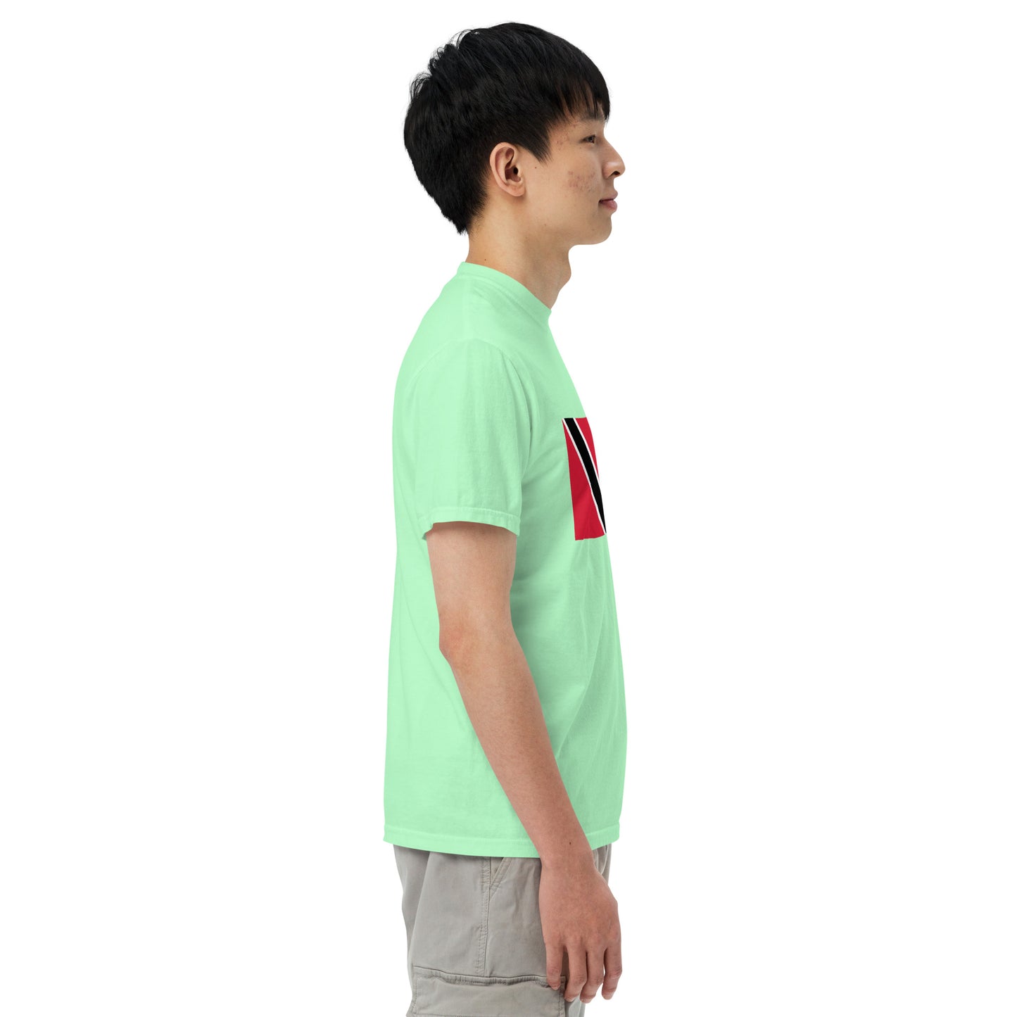 Stylish Trinidad flag t-shirt laid flat, 2X large, butter