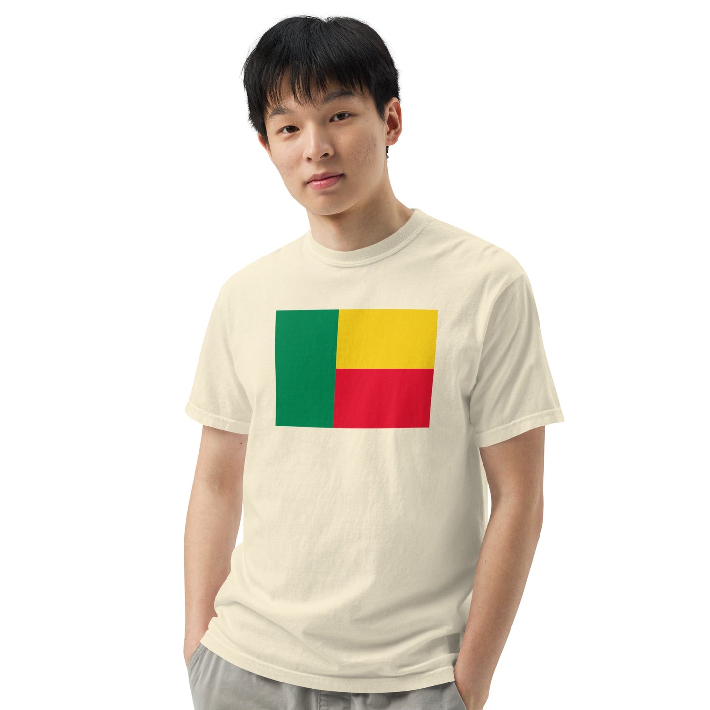 Flat lay of grape Benin flag tee, 3X large size