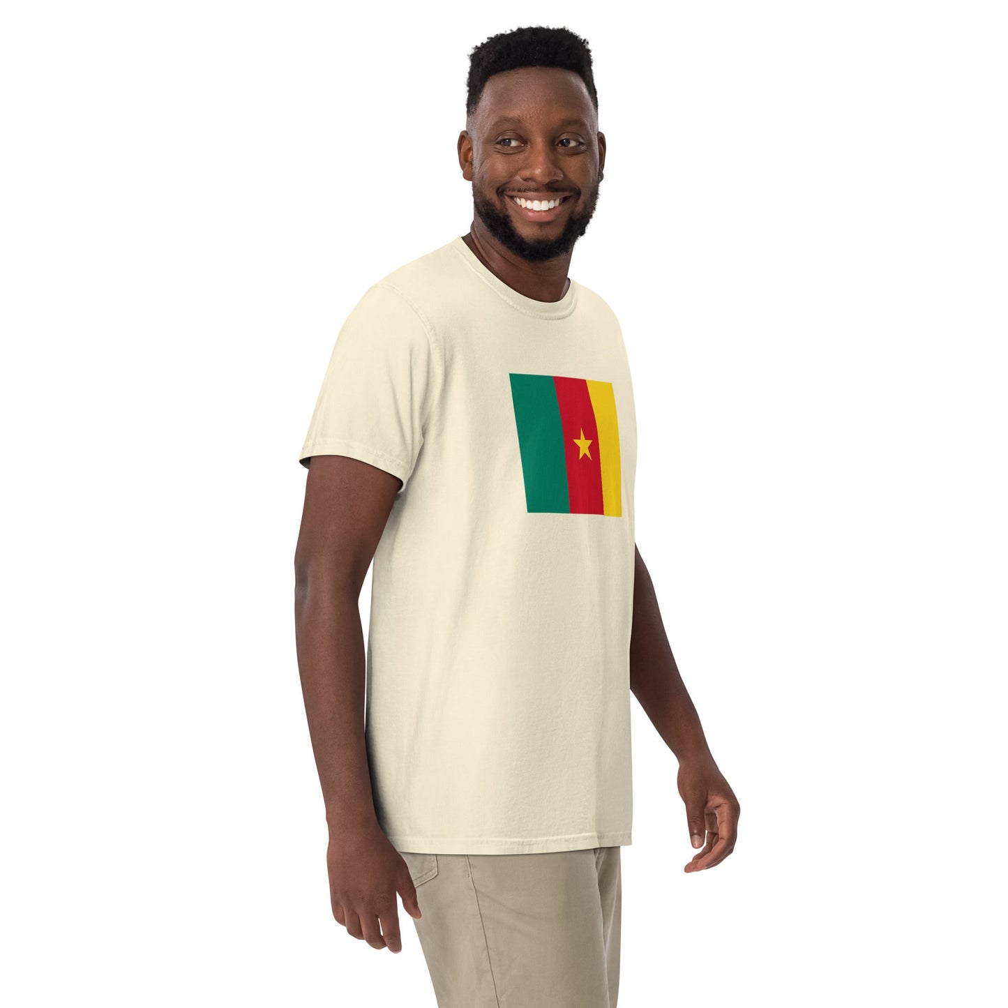 Stylish Cameroon flag t-shirt laid flat, 3X large, true navy