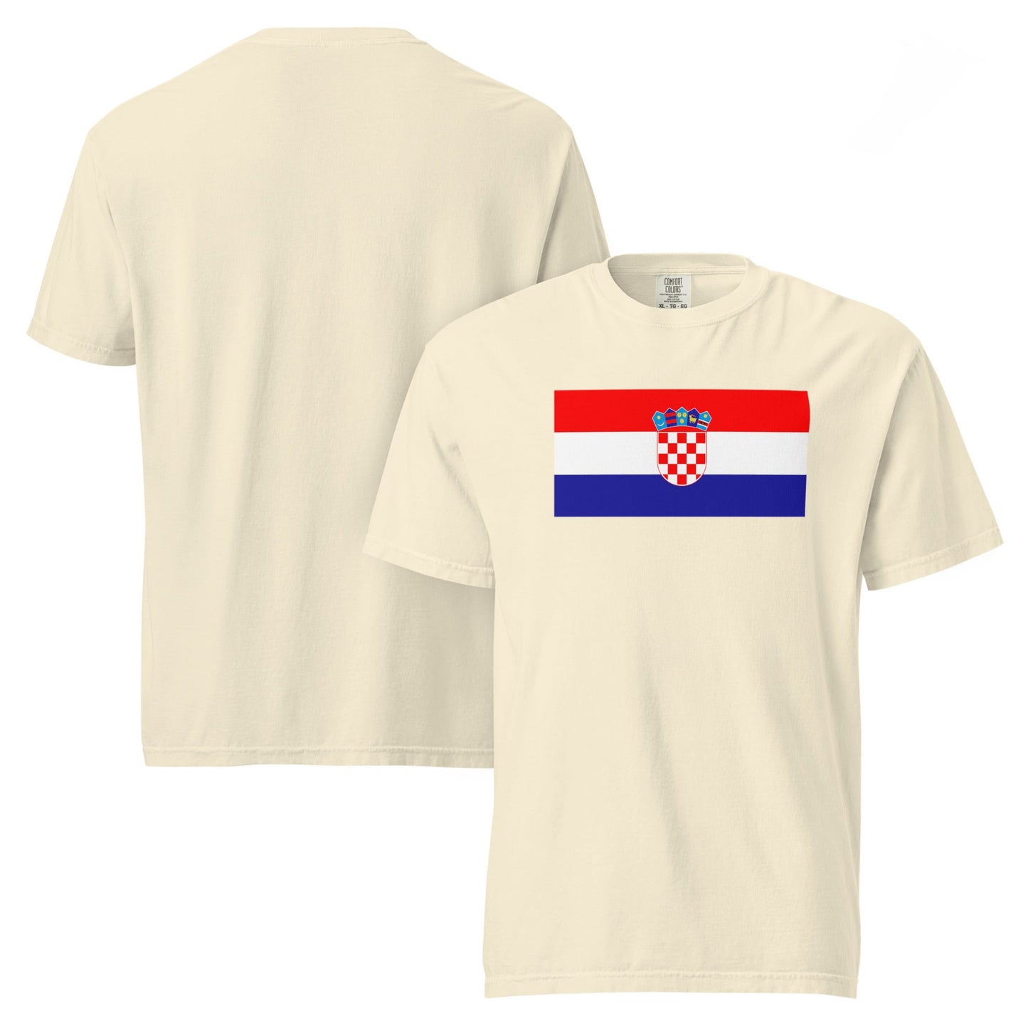 Flat lay of berry Croatia flag tee, small size