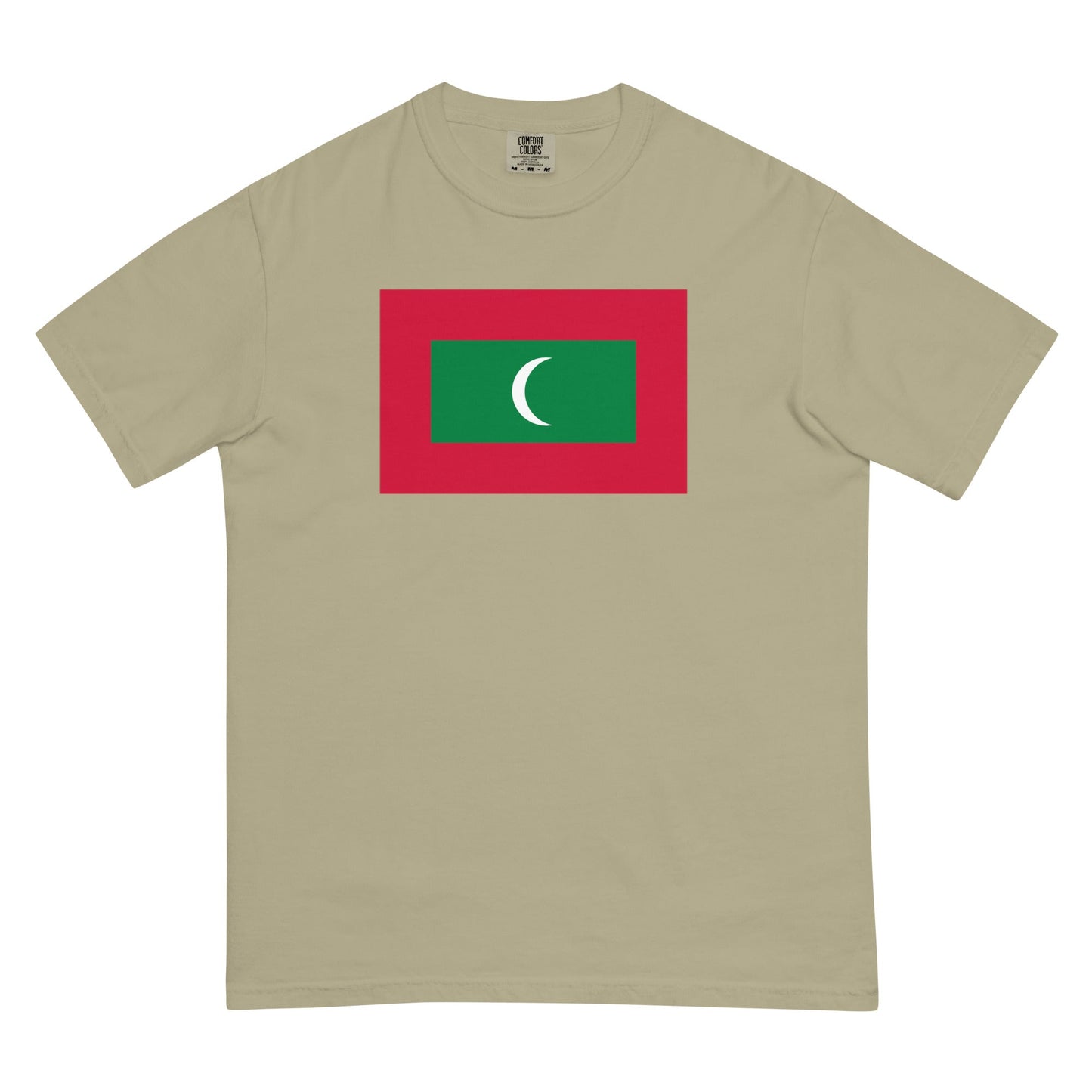Stylish Maldives flag t-shirt laid flat, 3X large, brick