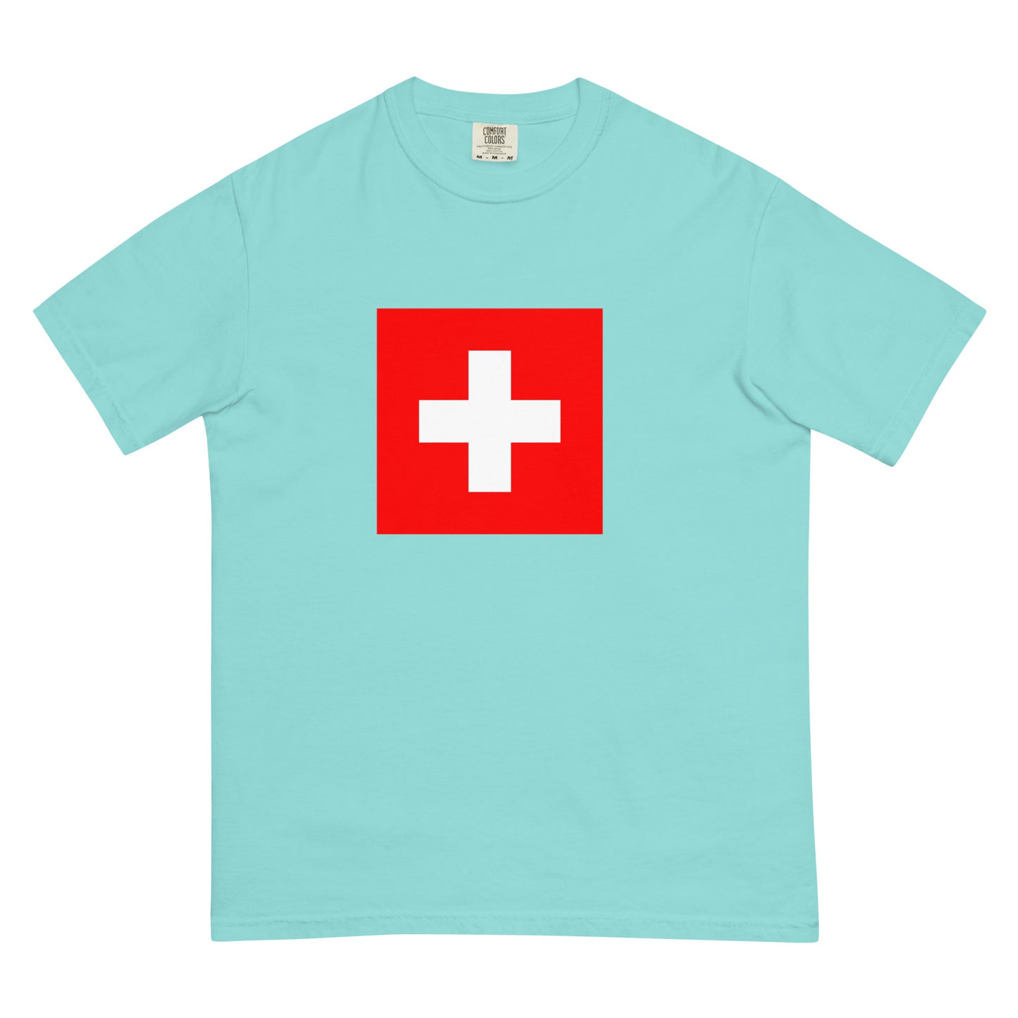 Bold Switzerland flag design tee in true navy, 2X large