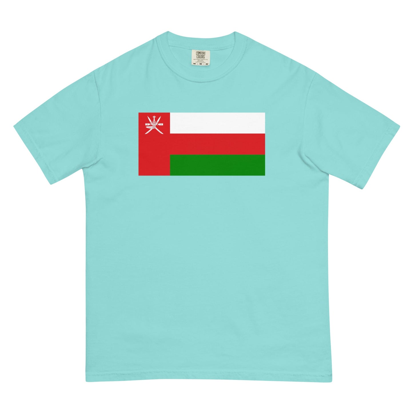 Bold Oman flag design tee in blue spruce, 4X large