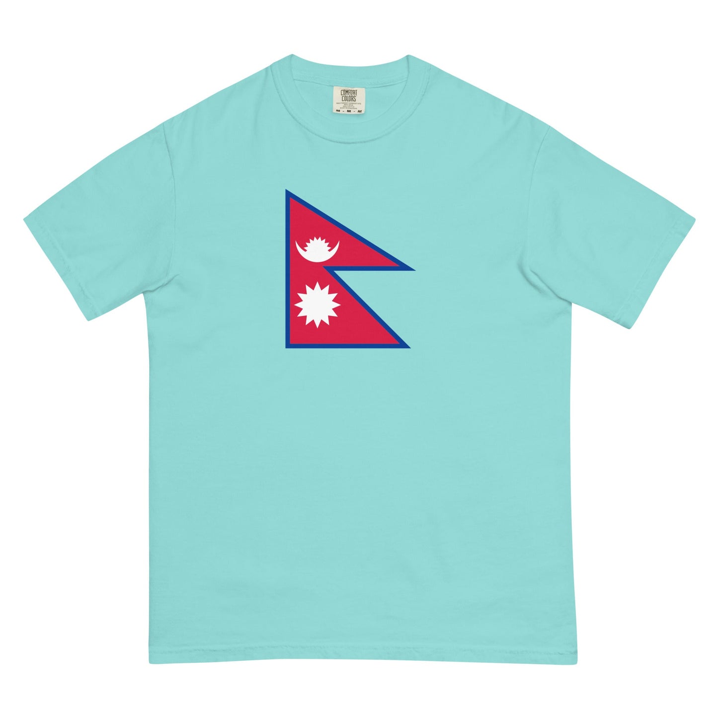 blue spruce shirt with Nepal flag design, medium
